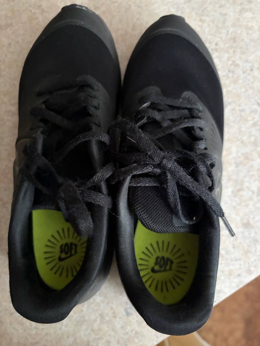 Nike Kids Black Sneakers with Lime Green Insoles